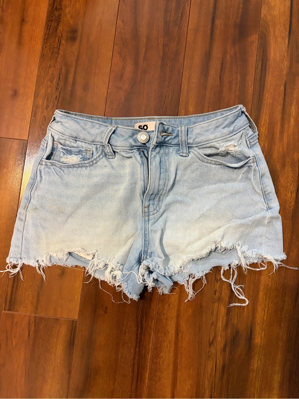 SO Light Wash Distressed Denim Jean Shorts